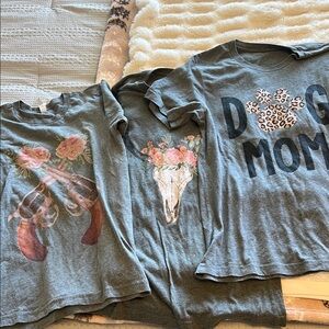 Gray Graphic T-Shirt Set